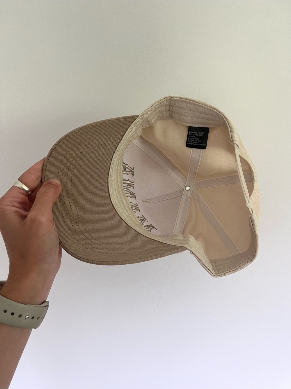MAMA Trucker Hat Embroidered Neutral Cream Taupe Snap Back Baseball Beige Boho - Picture 3 of 6